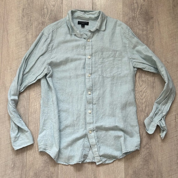 Banana Republic Factory Linen Slim Fit Shirt Sz Lg - Picture 1 of 10